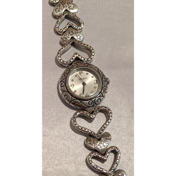 Vintage Brighton Lido Island Silver Plated Heart Link Quartz Watch Toggle Clasp - Picture 8 of 15